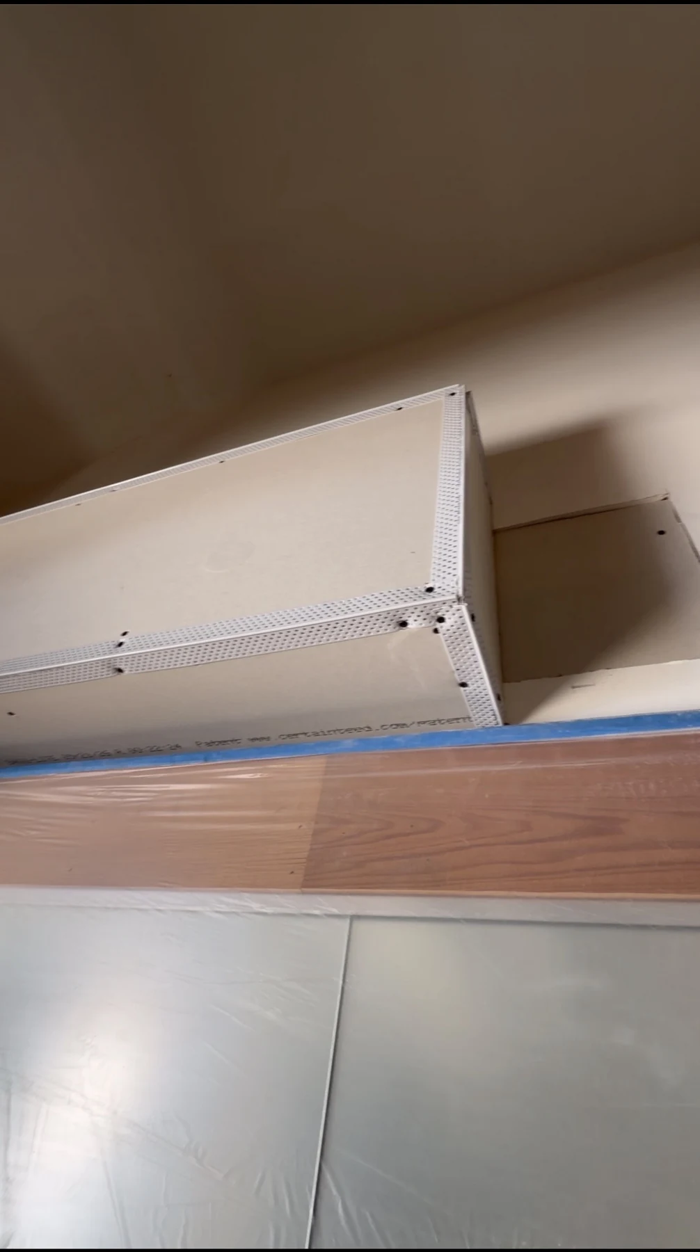 Custom drywall box construction in progress