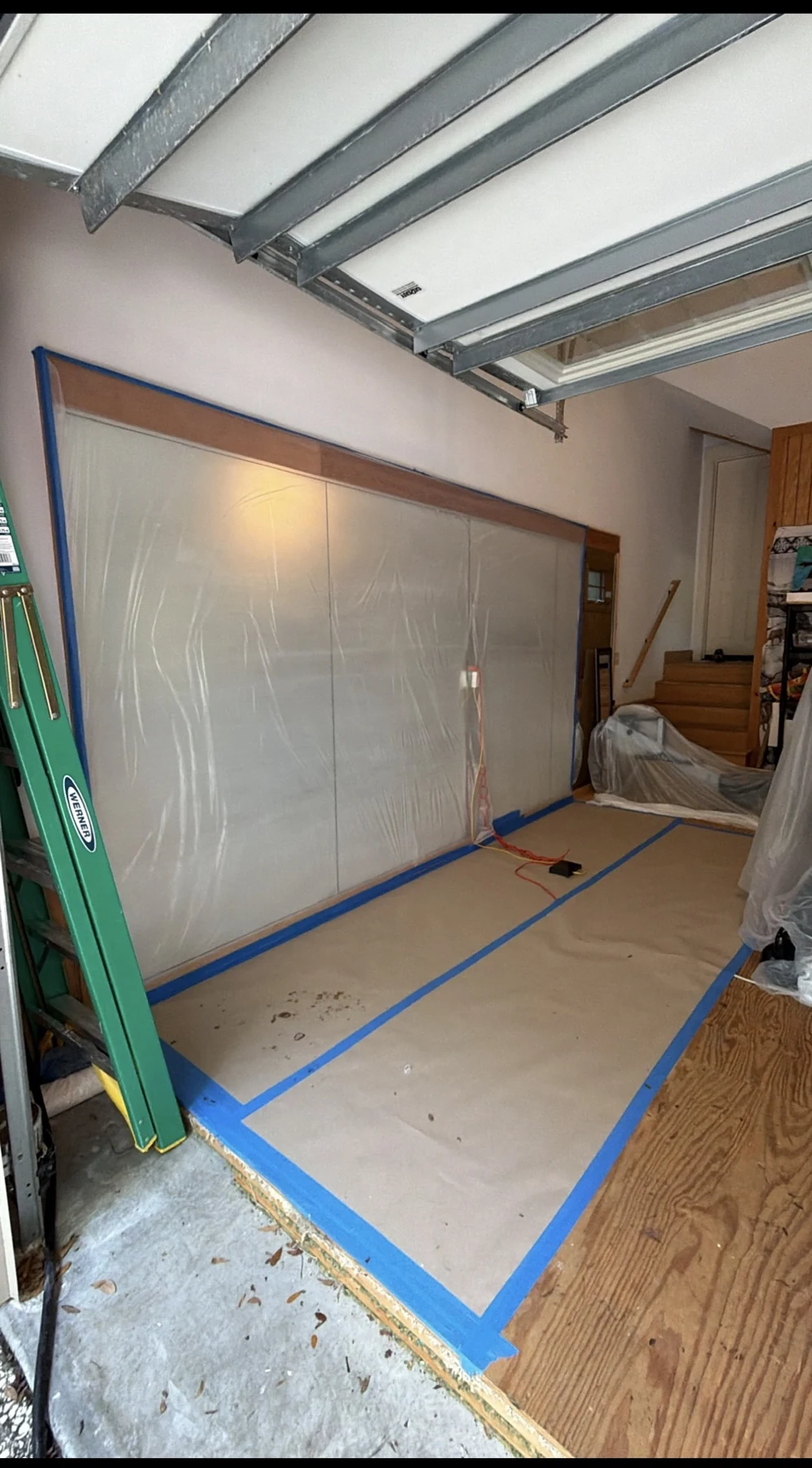 Interior surfaces protected before drywall construction